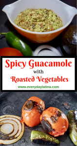 Pin for spicy guacamole with roasted vegetables #guacamole