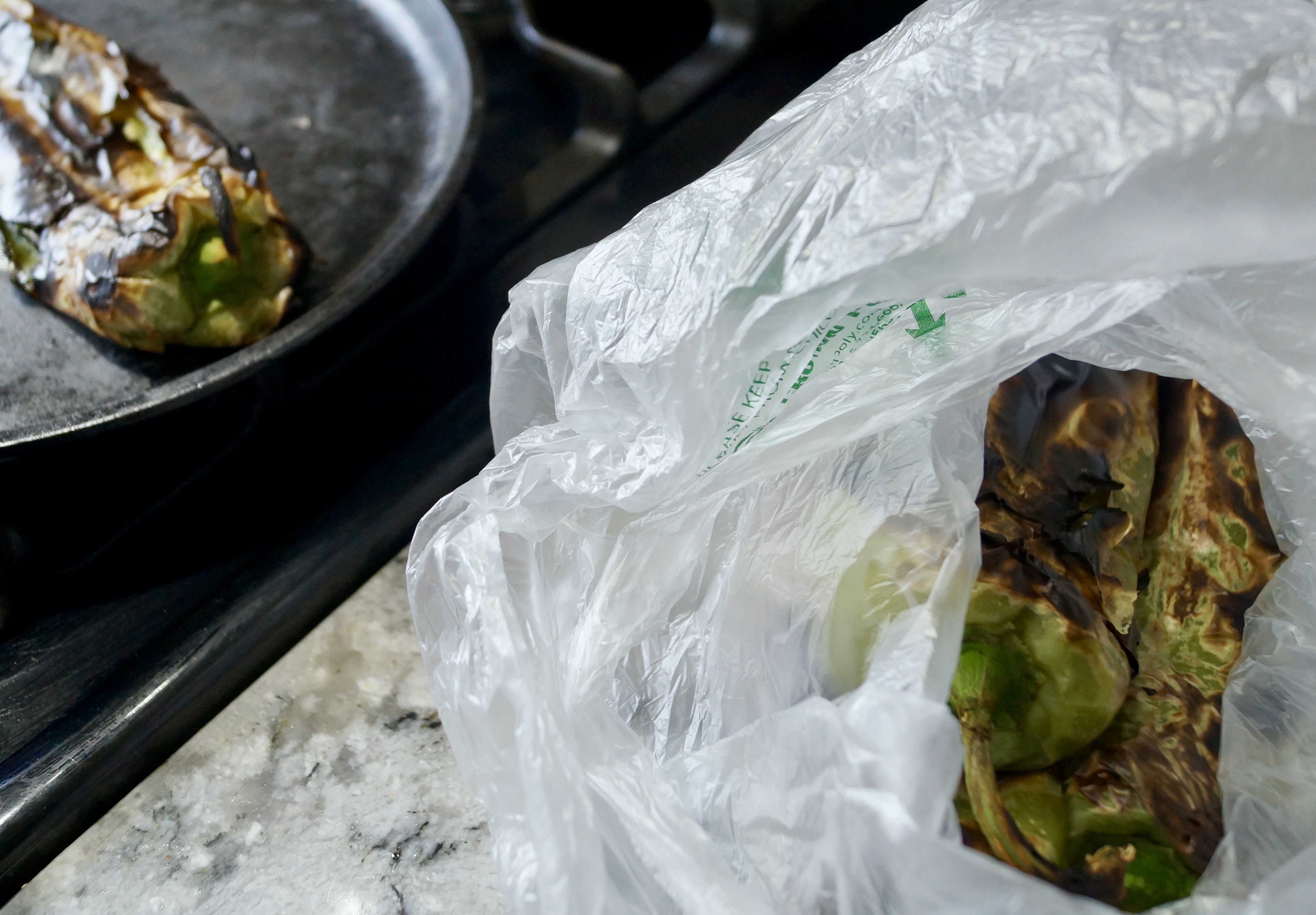 Roasted green chiles in bag #roastedgreenchiles
