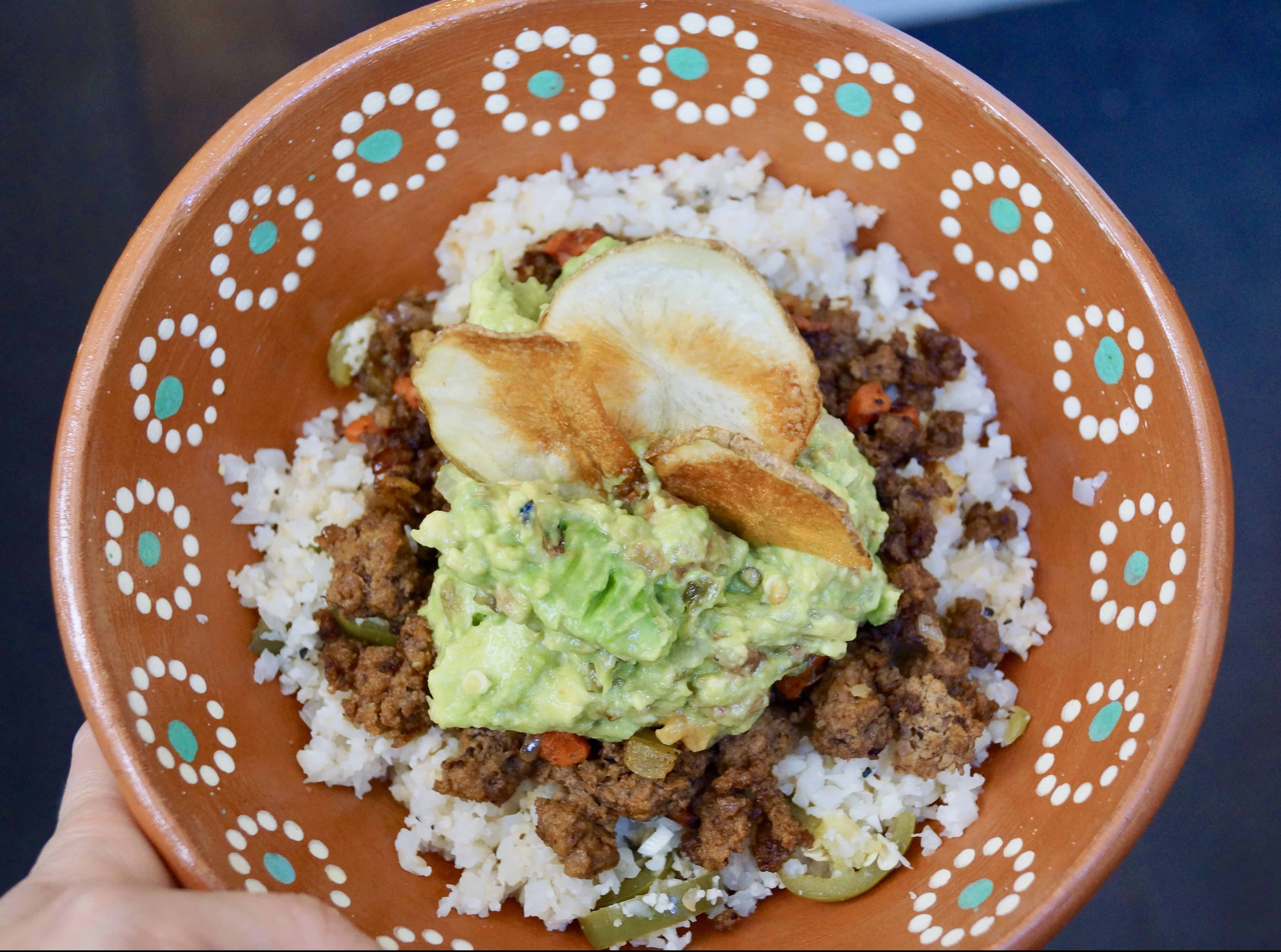 Jalapeño Lime Cauliflower Rice Bowl with Picadillo Everyday Latina