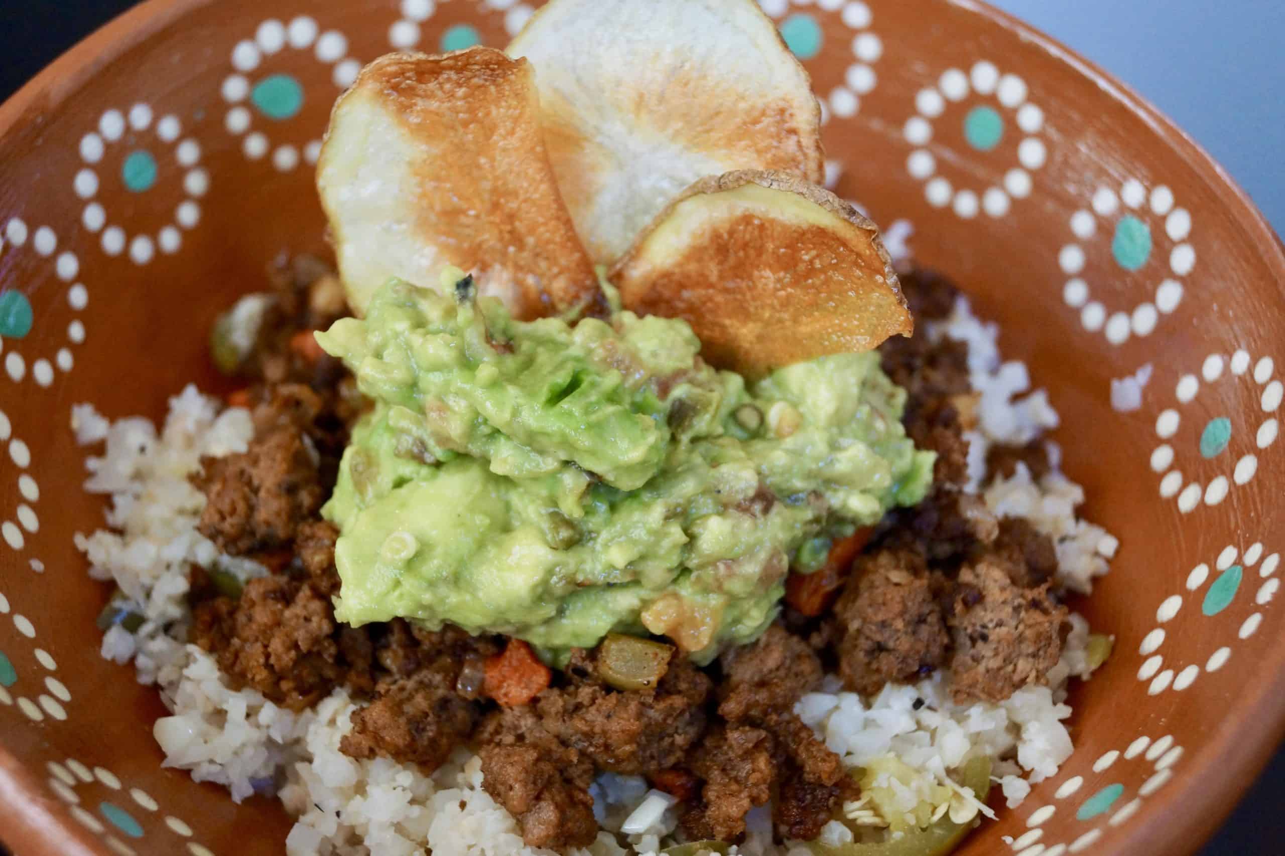 Jalapeño Lime Cauliflower Rice Bowl with Picadillo Everyday Latina