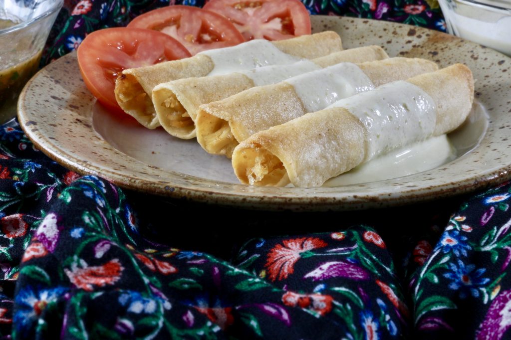 Simple and Crunchy Chicken Flautas with Jalapeño Sour Cream Everyday