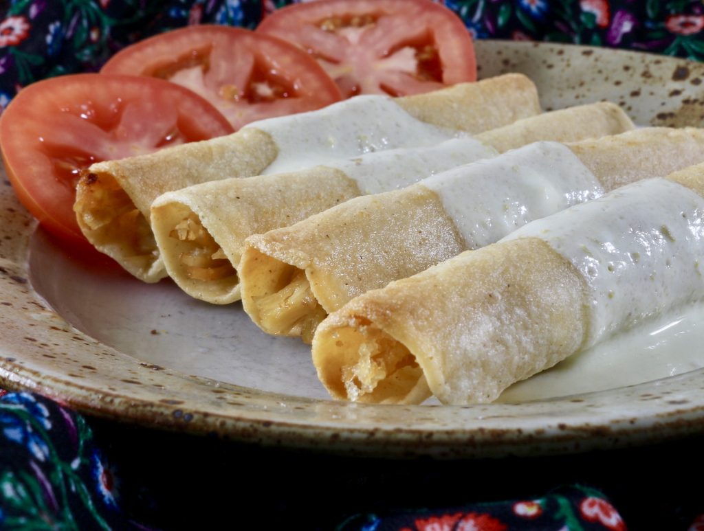 Simple and Crunchy Chicken Flautas with Jalapeño Sour Cream Everyday