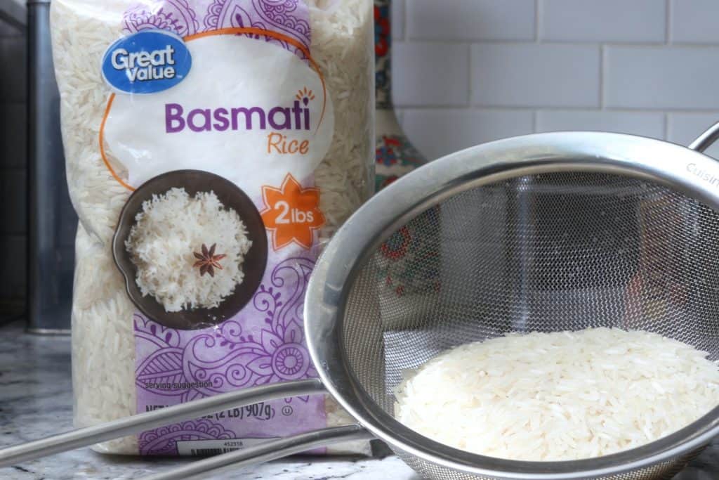 Basmati rice and strainer