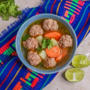 Caldo de Albondigas (Mexican Meatball Soup) in a bowl
