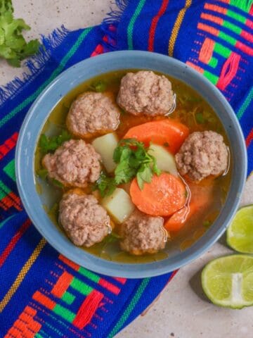 Caldo de Albondigas (Mexican Meatball Soup) in a bowl
