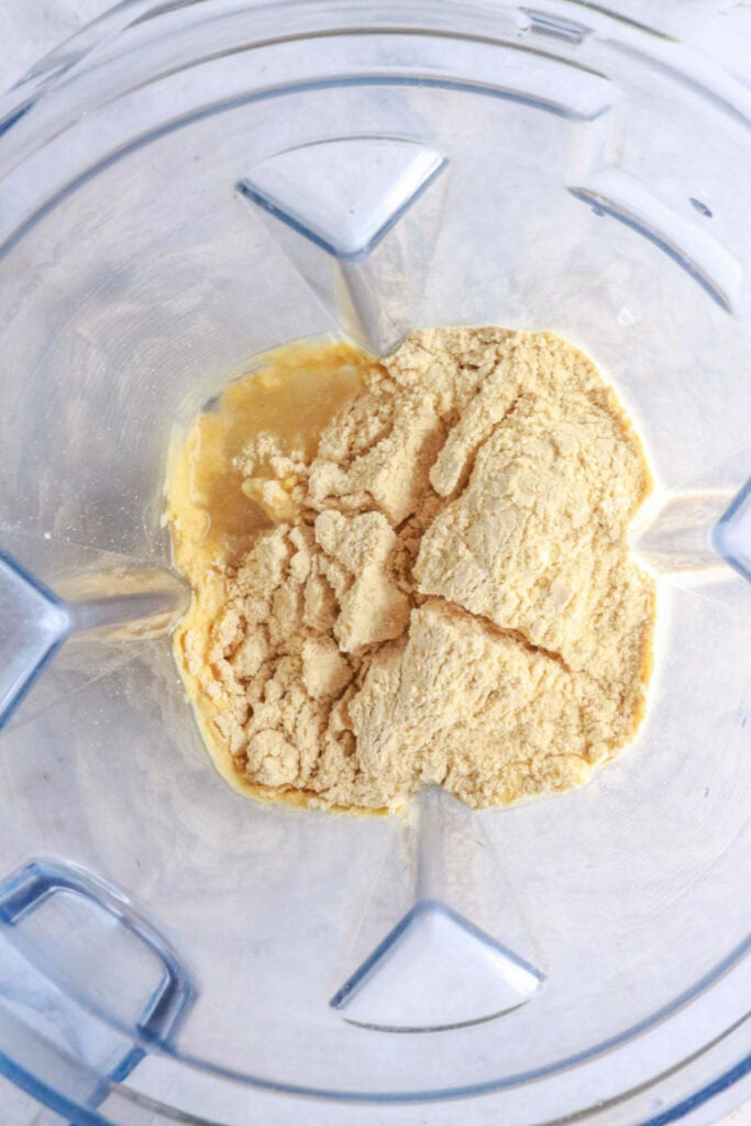 Masa harina and water in a blender