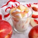 Dairy-Free Duraznos con Crema in a glass