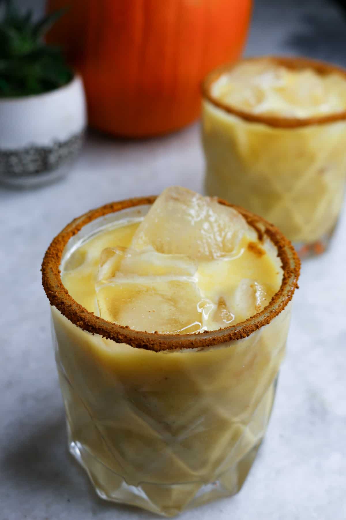 Pumpkin Spice Horchata in a clear glass