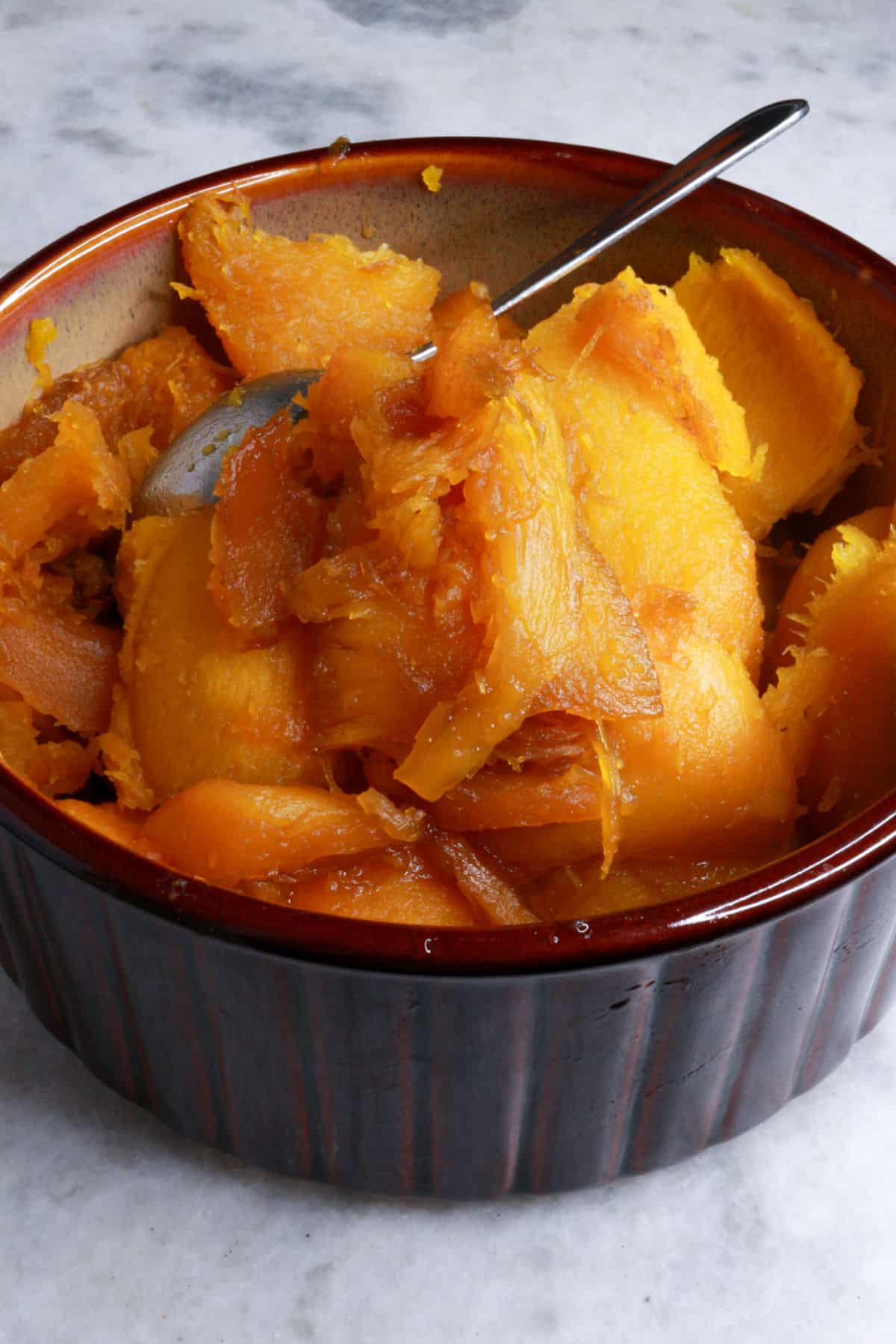 Cooked pumpkin in a bowl