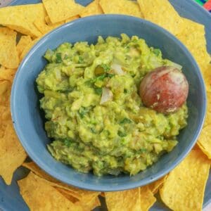 Bowl of green chile guacamole