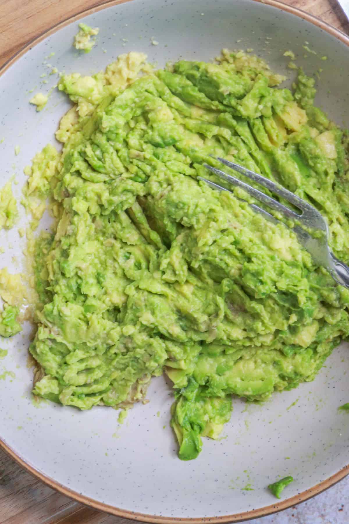 Mashed avocado in a bowl