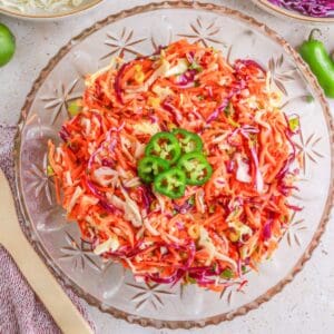Top view of Lime Vinaigrette Coleslaw