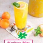 glass of mandarin agua fresca with mint