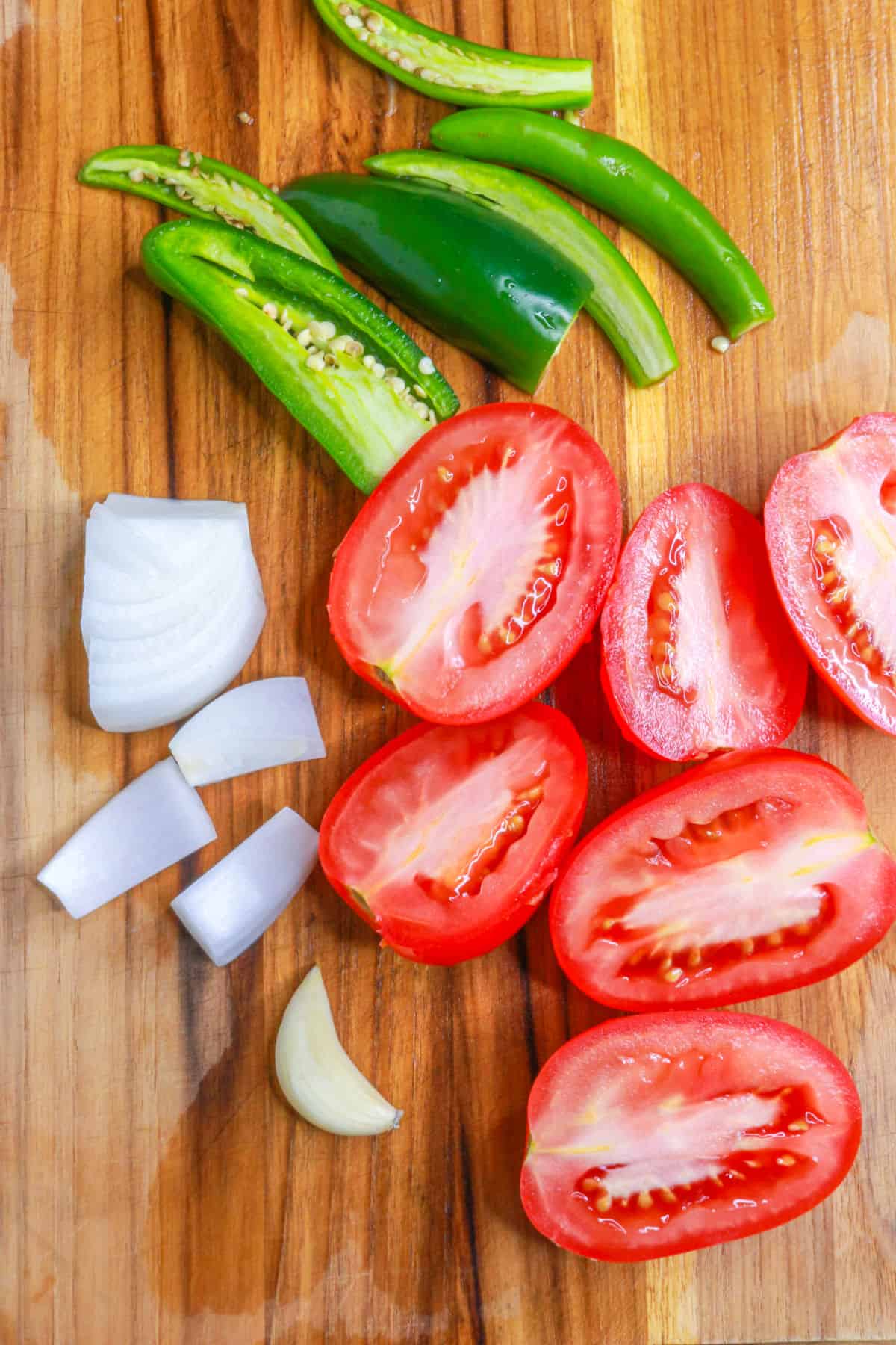 Chopped vegetables on cutting board