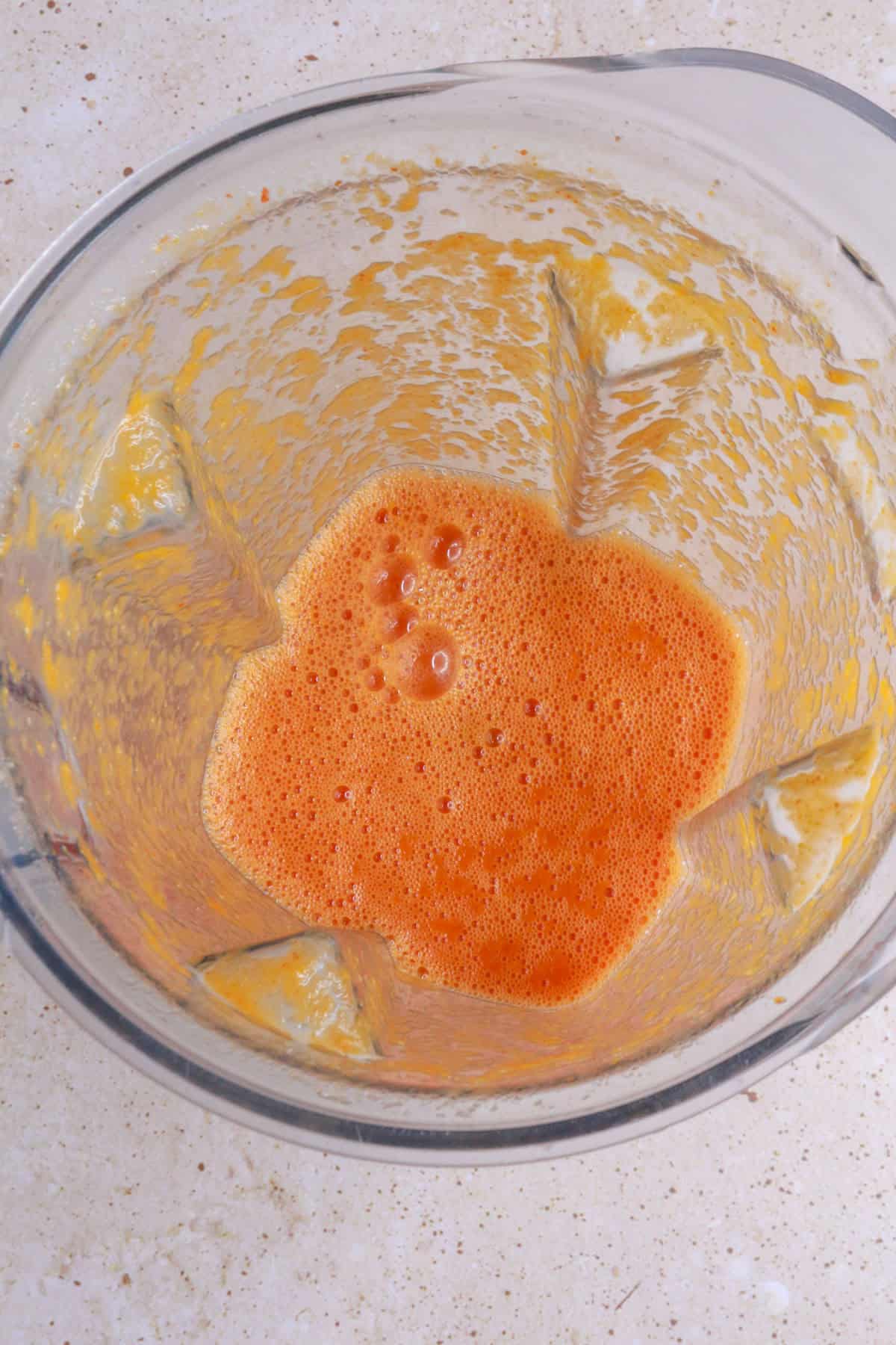 blended salsa in blender