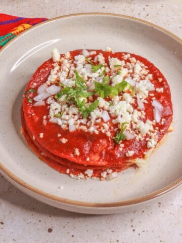 Stacked Enchiladas with Guajillo Chile Sauce