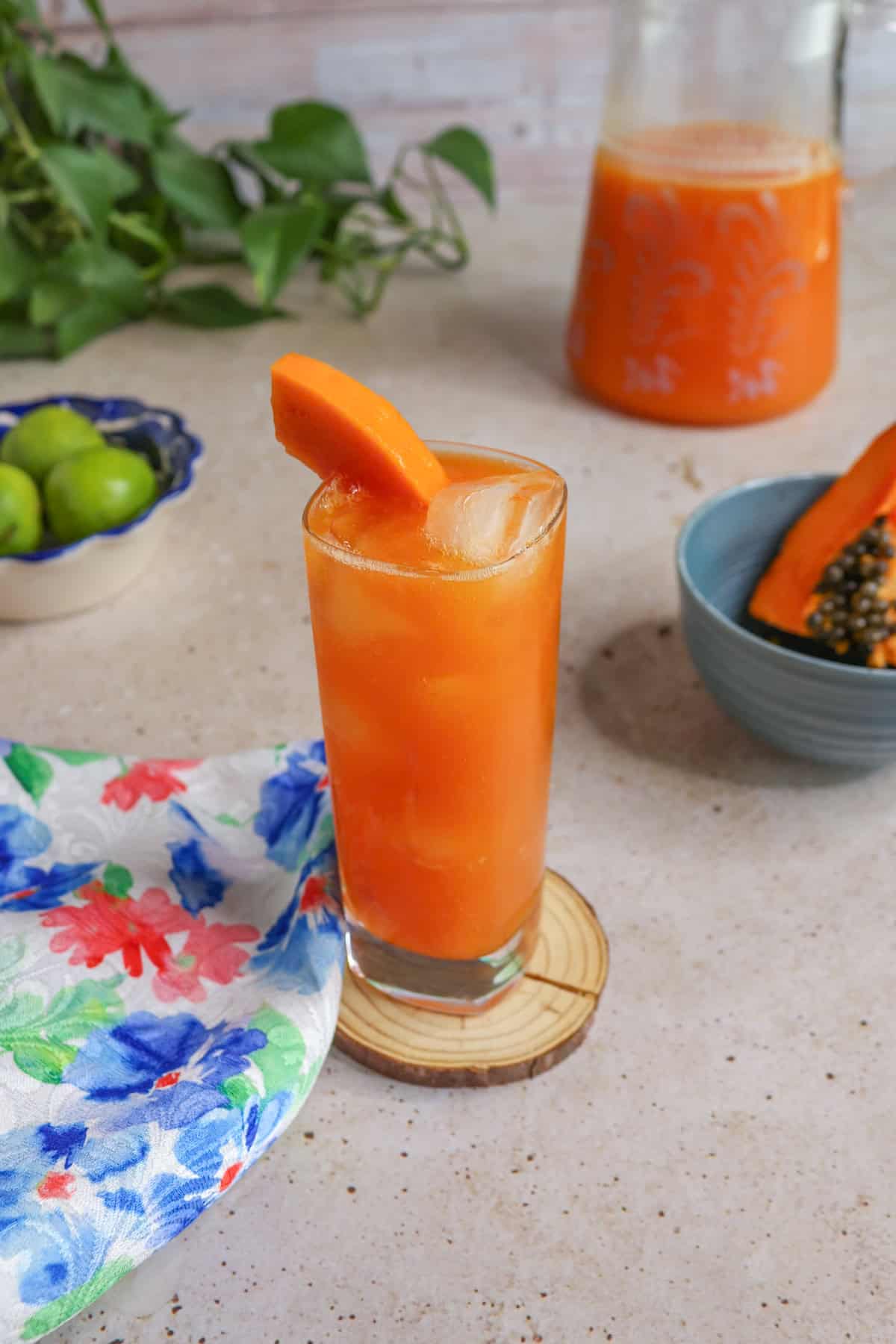 Papaya Agua Fresca in a glass