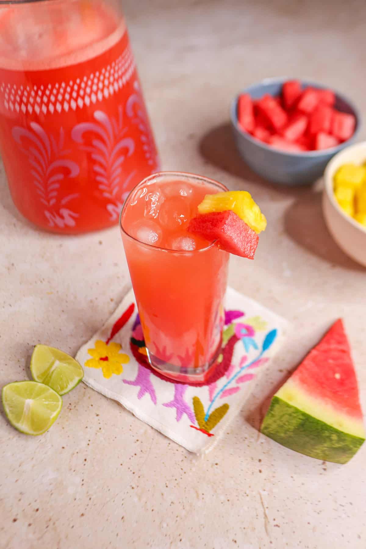 Watermelon Pineapple Agua Fresca (agua de sandia y piña)