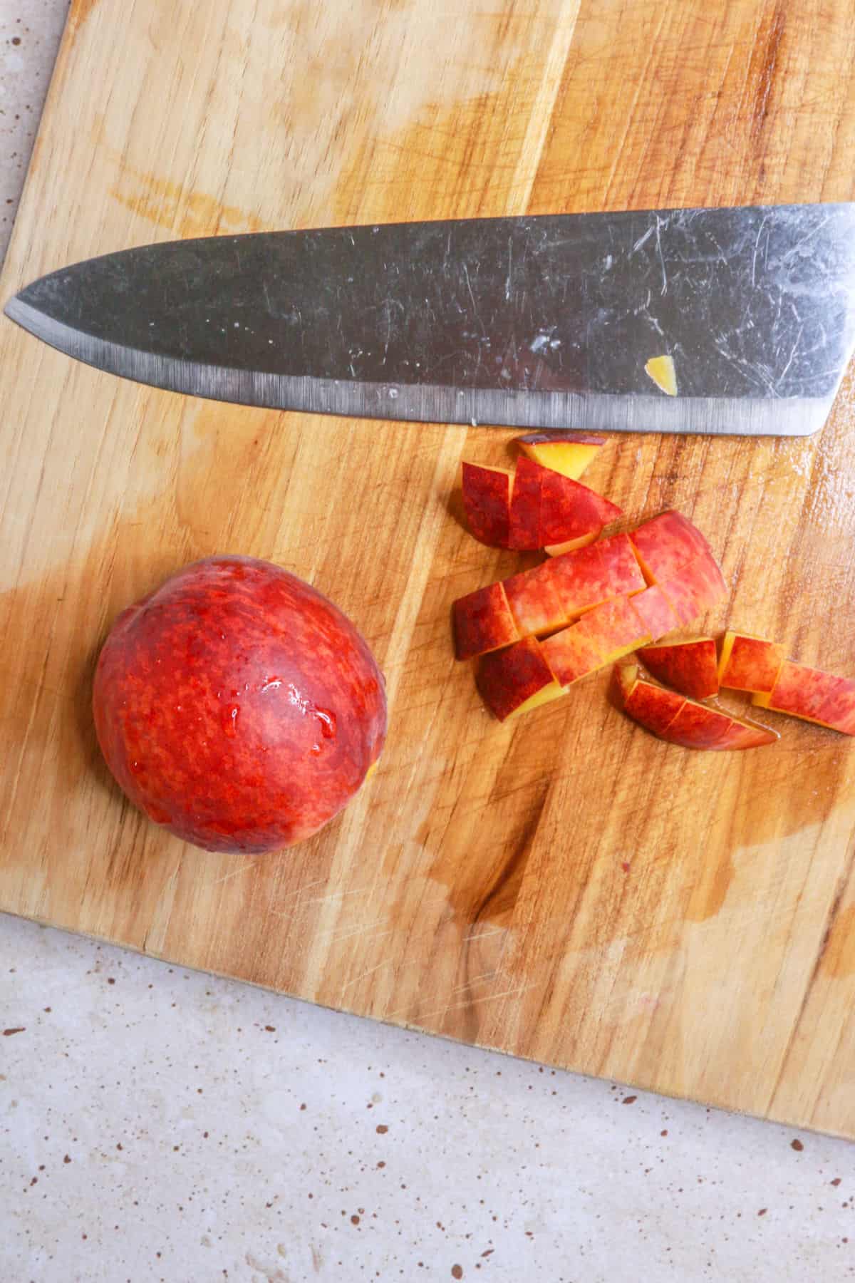 Cutting peaches
