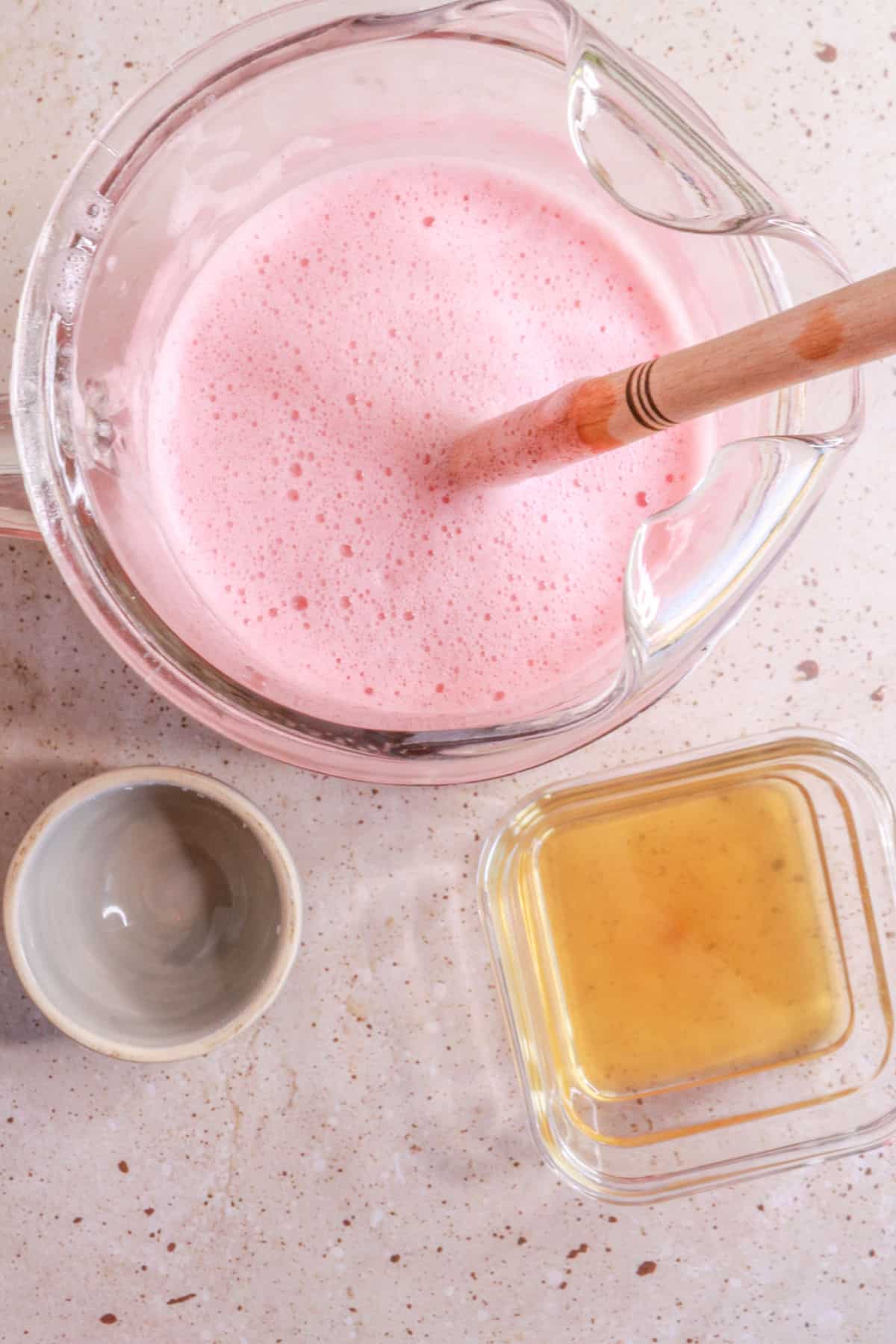 Agua de sandia cremosa (creamy watermelon agua fresca) in a pitcher
