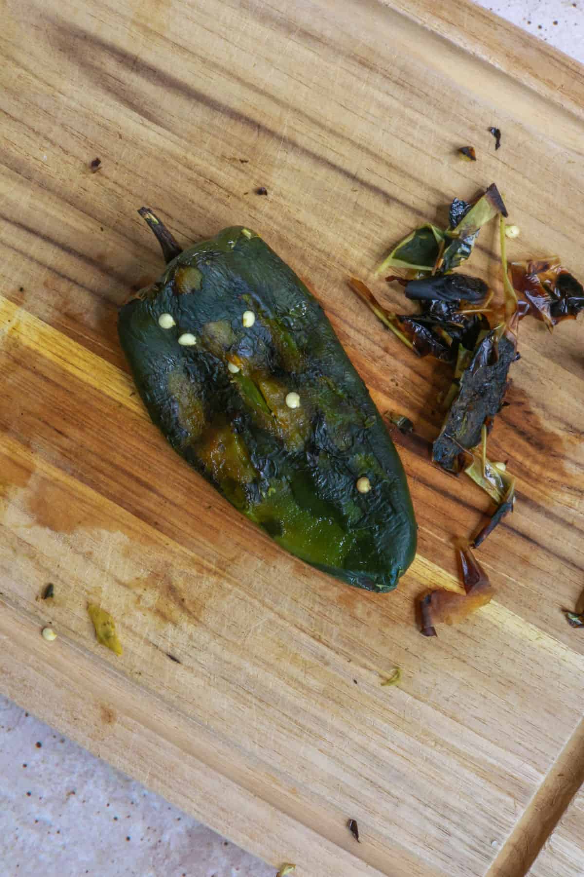 Peeling poblano pepper